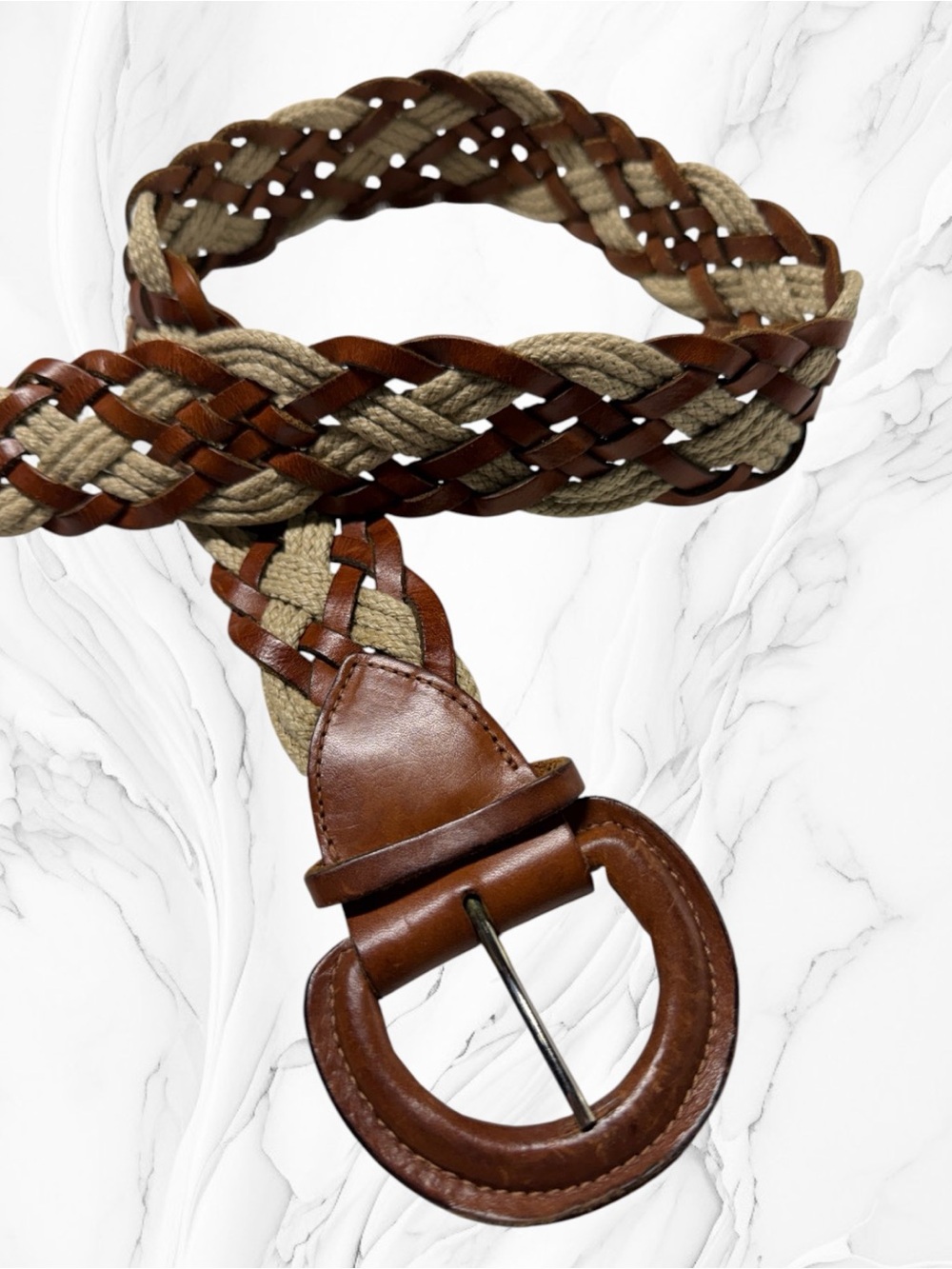 Woven Leather & Rope Brown Belt sz 28